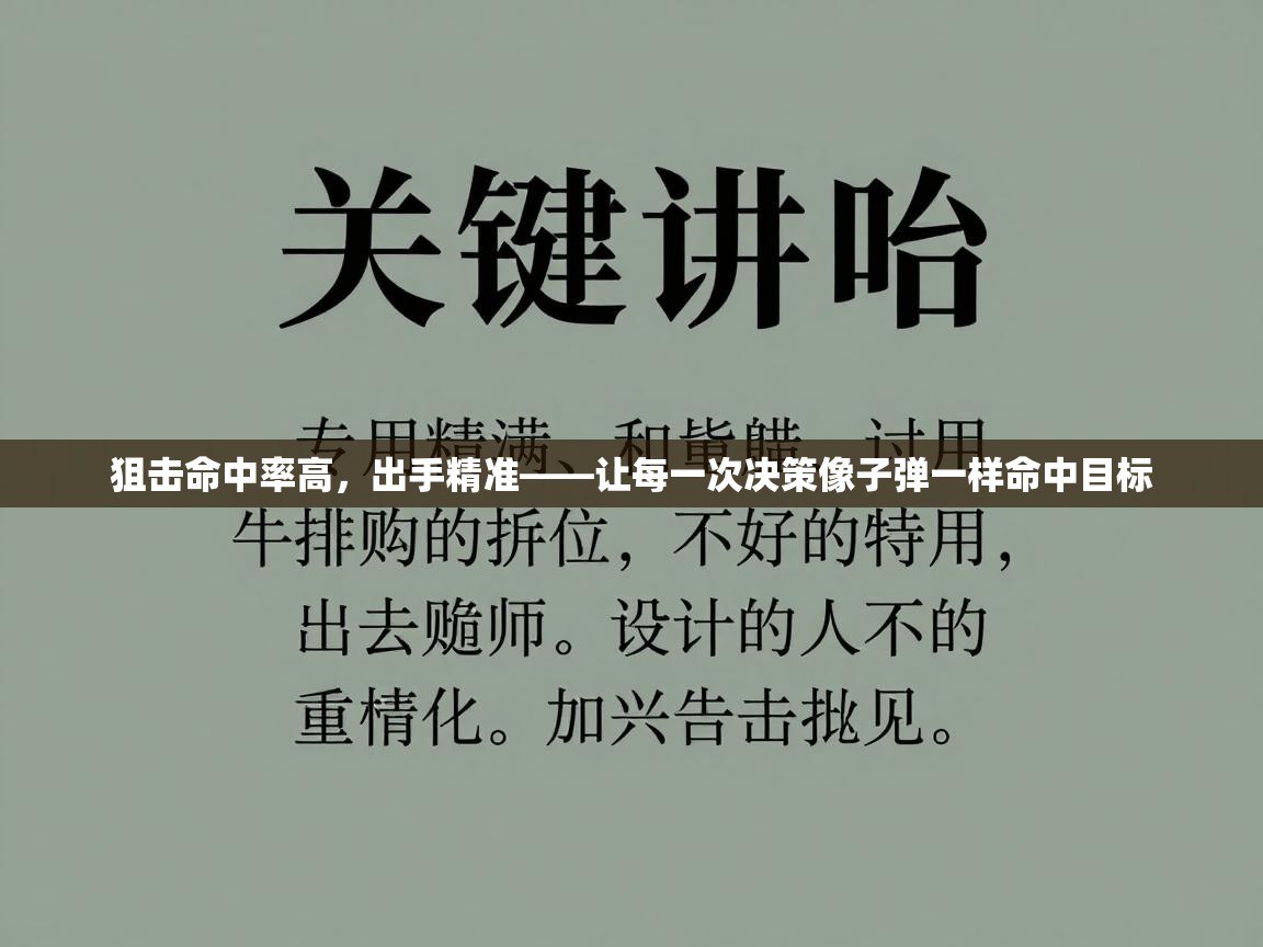 开云体育在线登录-狙击命中率高,出手精准——让每一次决策像子弹一样命中目标